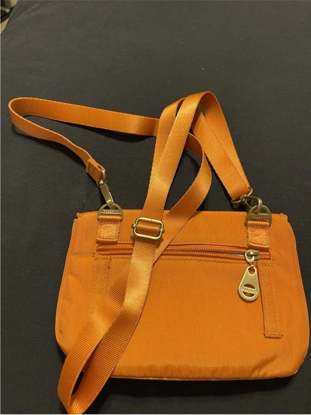 Baggallini Crossbody Belt Convertible Bag Bright Orange & Gold Adjustable